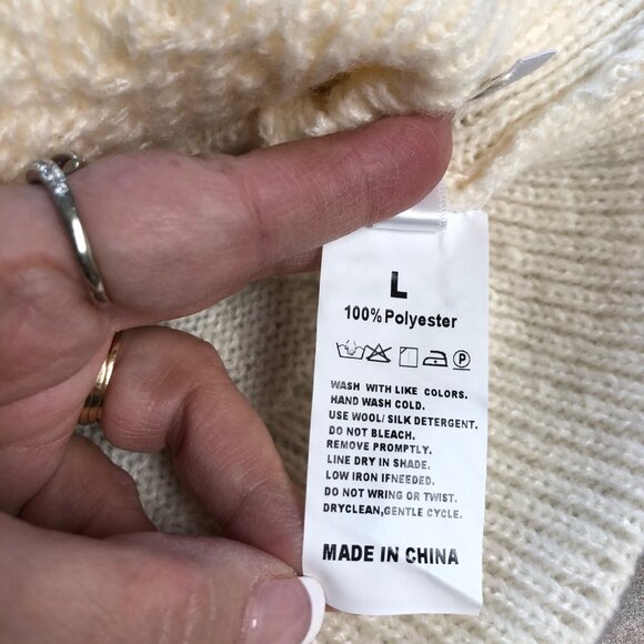 Epretty Cream Textured Knit Pullover Sweater Womens Size Large Long Sleeve NEW - Picture 7 of 9
